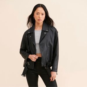One Teaspoon (Anthropologie) Leather Grommet Biker Jacket